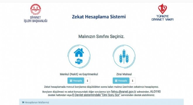 TDV zekat hesaplama modülü hizmette